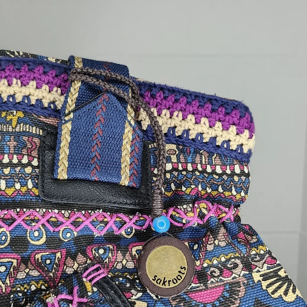 Sak Roots The SAK Sakroots Artist Circle Tote Jute Artsy BOHO Handbag Purse